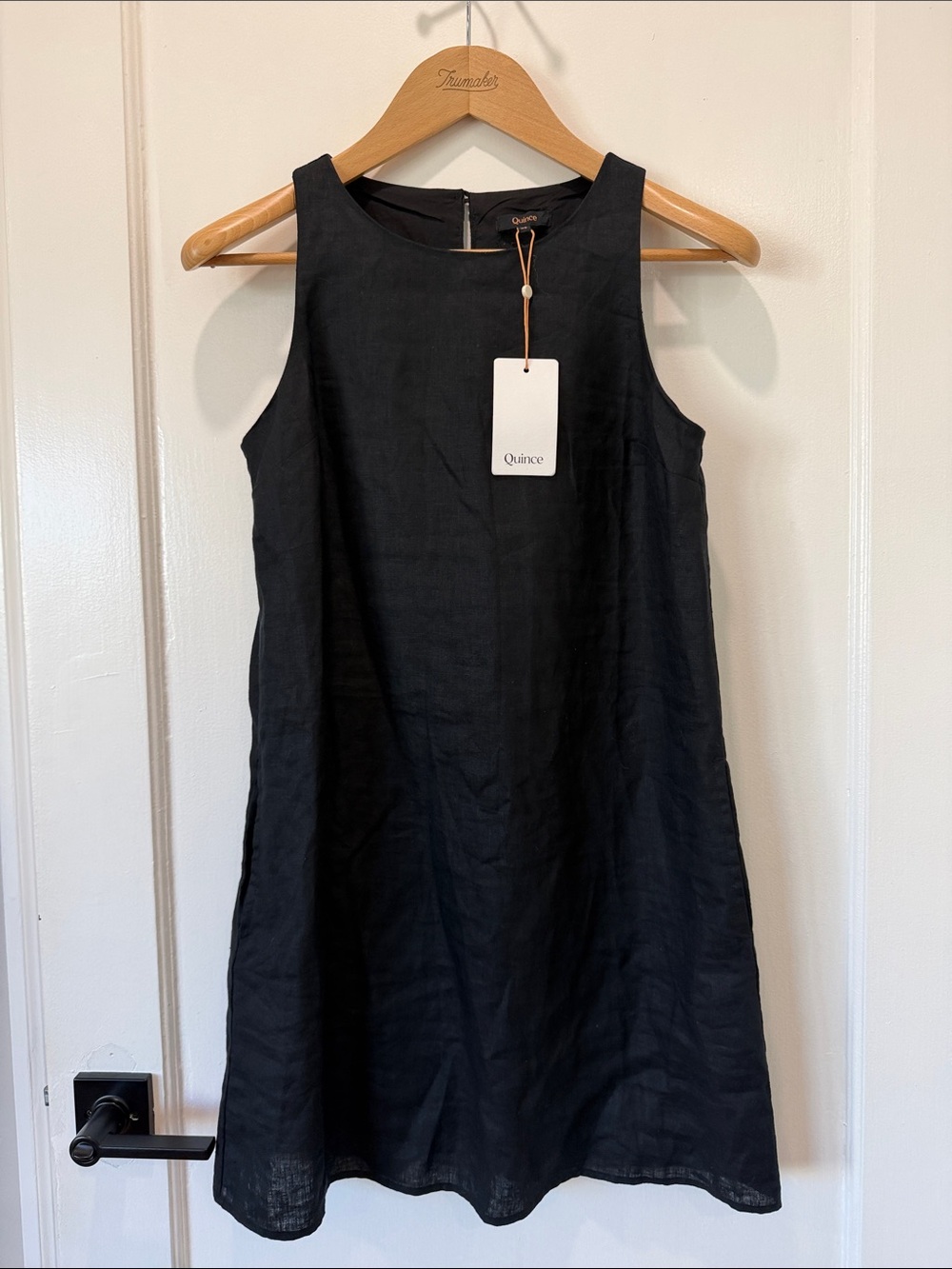 Quince Black Sleeveless Linen Shift Dress